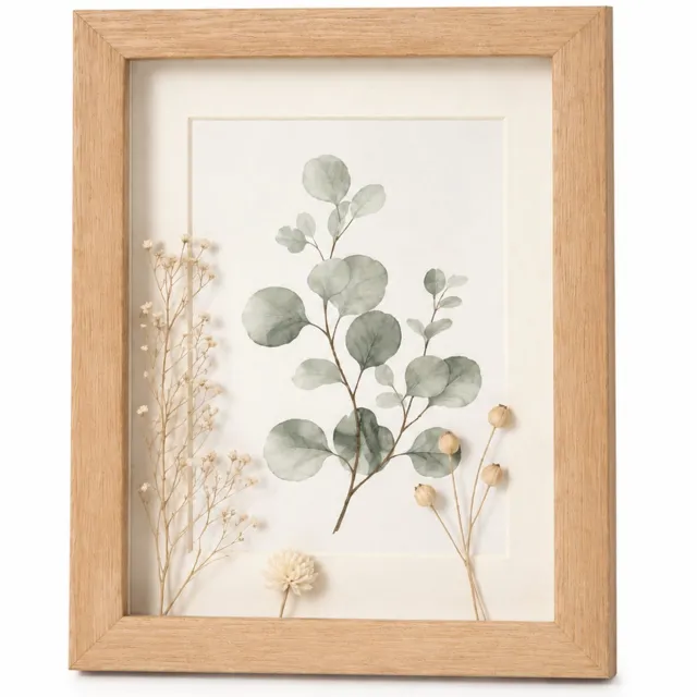 SWGOTA MDF fotolijst in naturel houtkleur, 6 x 8 inch (15,2 x 20,3 cm), 2 cm diepe binnenruimte, met glas en afbeelding