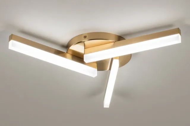 Lumidora Plafondlamp 74700 - Plafonniere - STEVO - 3 Lichts - Ingebouwd LED - 18.0 Watt - 1250 Lumen - 2700 Kelvin - Wit - Goud - Messing (kleur) - Kunststof - Badkamerlamp - IP44 - ⌀ 50 cm