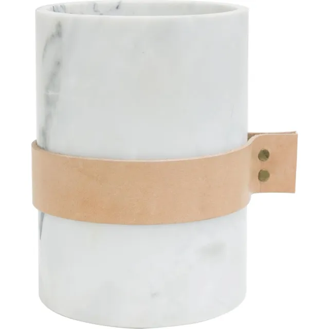 TAK Design Vaas Carlo M - Incl. Lederen Band - Marmer - 14 x 20 cm - Wit