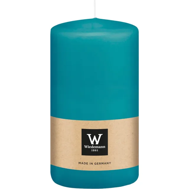 Wiedemann Cilinderkaars/stompkaars - turquoise - 12 x 6 cm - 33 branduren - zuilkaarsen