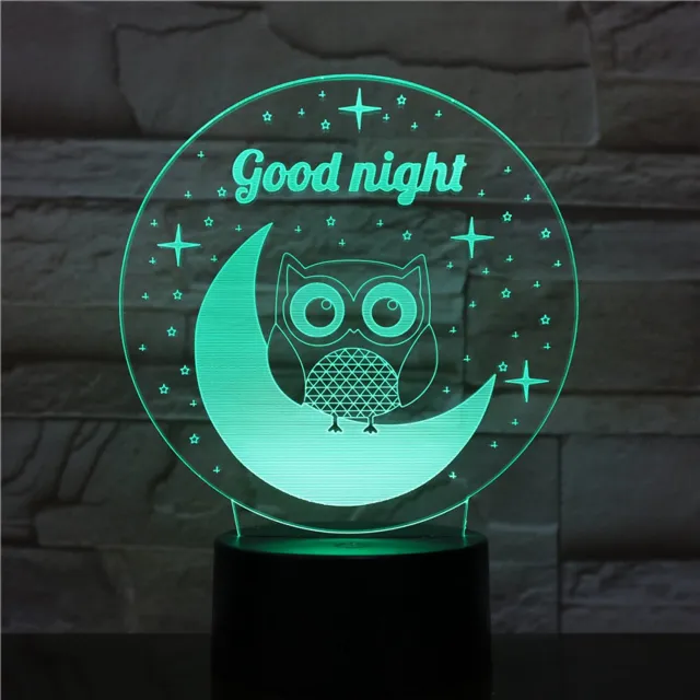 MC Living 3D Led Lamp Met Gravering - RGB 7 Kleuren - Good Night