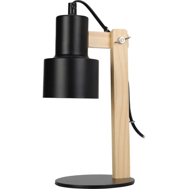 Home & Styling Tafellamp/bureaulampje Design Light - hout/metaal - zwart - H32 cm - Leeslamp
