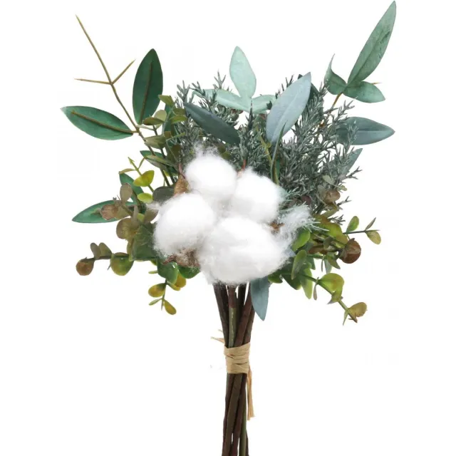 Viana Kunstboeket, groen en wit, winterdecoratie, 33 cm, kunstmatig Veelkleurig
