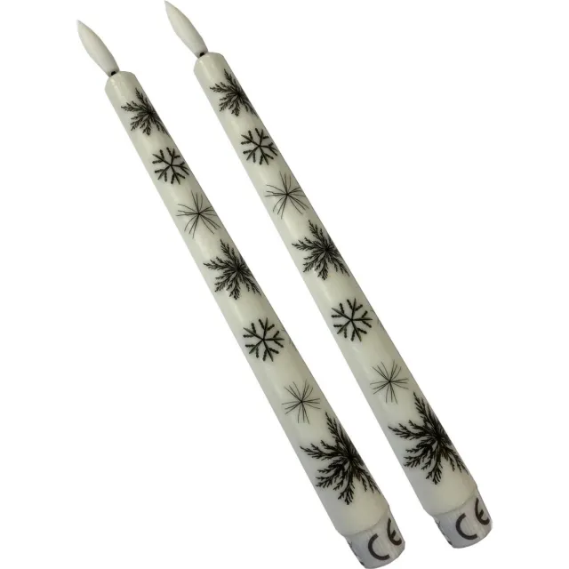 Boltze Set van 2 ledkaarsen motief kerstslee 25 cm wit