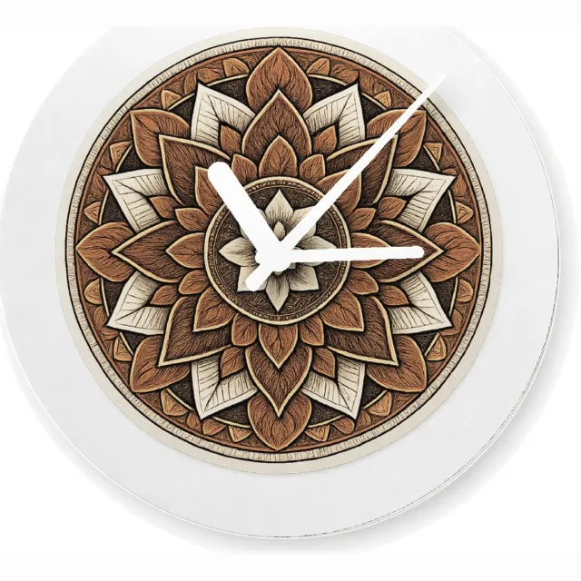 Mr Cadeautjes Glazen klok Ø 20 - design Ronde set met een stilistisch botanisch kompasmotief | cadeau Wit