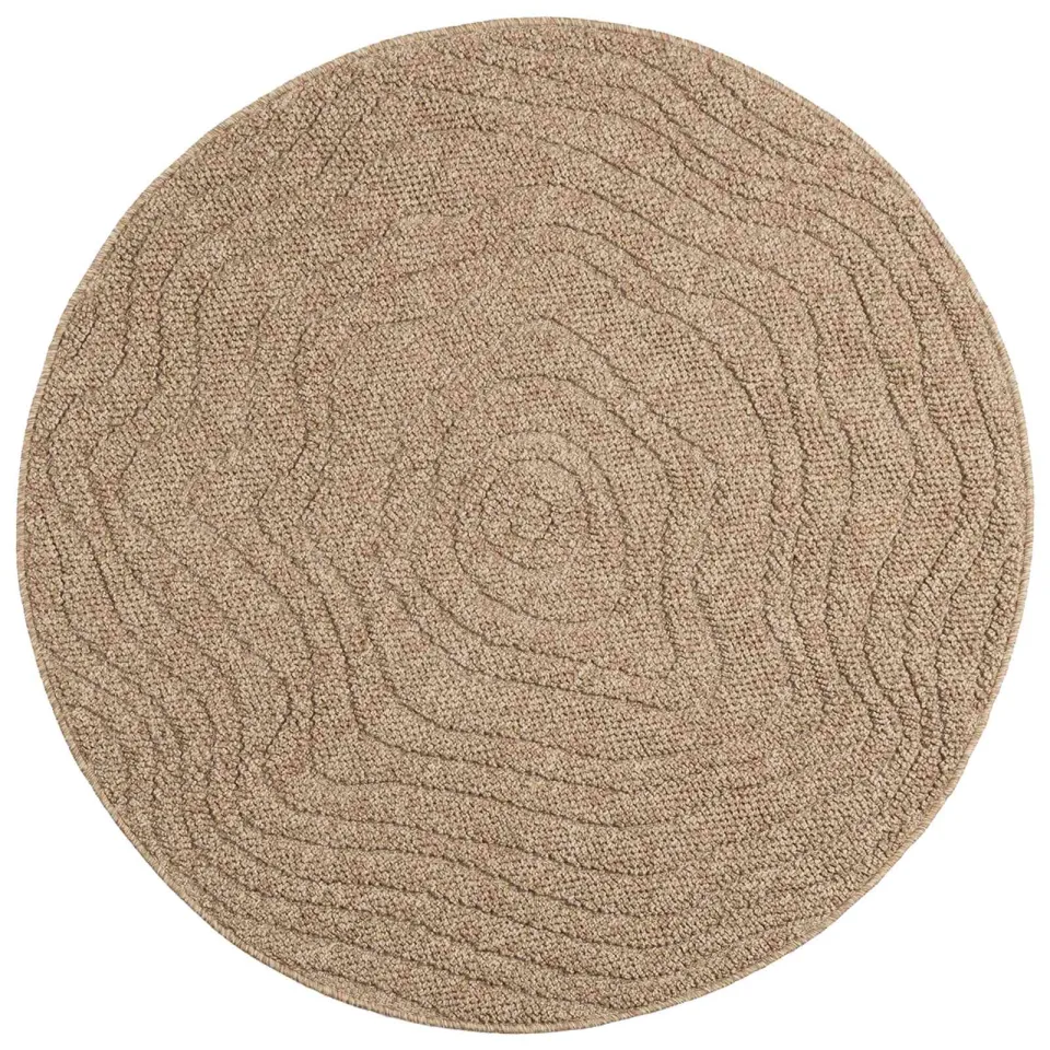 vidaXL Binnen- en buitentapijt AGIRA Naturel Ø 160 CM Polyester Bruin