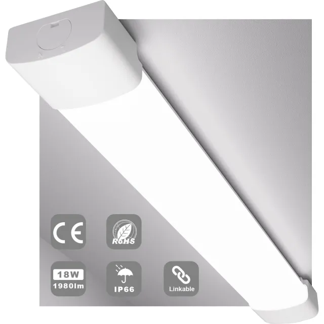 MODLICHT LED Vochtbestendige Armatuur Led Verlichting met Armatuur 60 cm 18W 5000K 2000LM Plafondlamp LED TL Werklamp - Daglicht wit