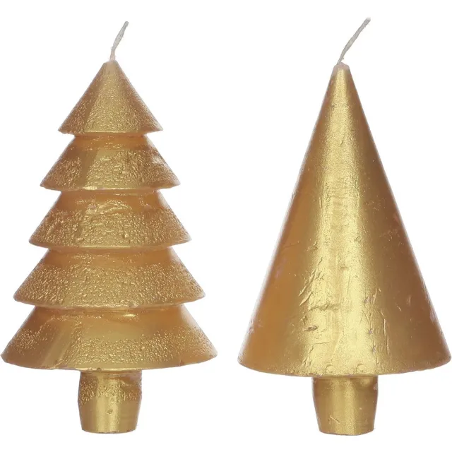 PacklinQ Kaarsenset 2 boompjes goud 12cm hoog (1 set, 6pcs)