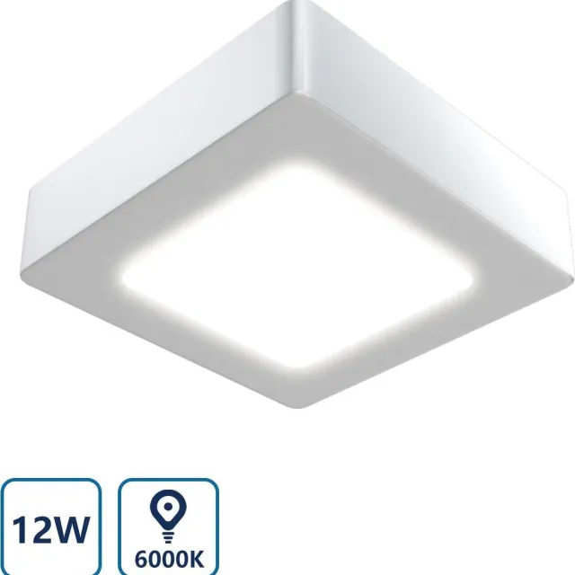 Aigostar LED Plafonnière - Vierkante plafondlamp - 12W vervangt 57W - 6000K - daglicht wit
