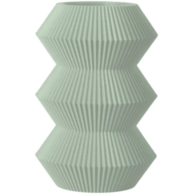 Layvo ORDEN Vaas - Salie - D17 x H25 cm - droogbloemen vaas - geometrische vaas - gerecycled plastic