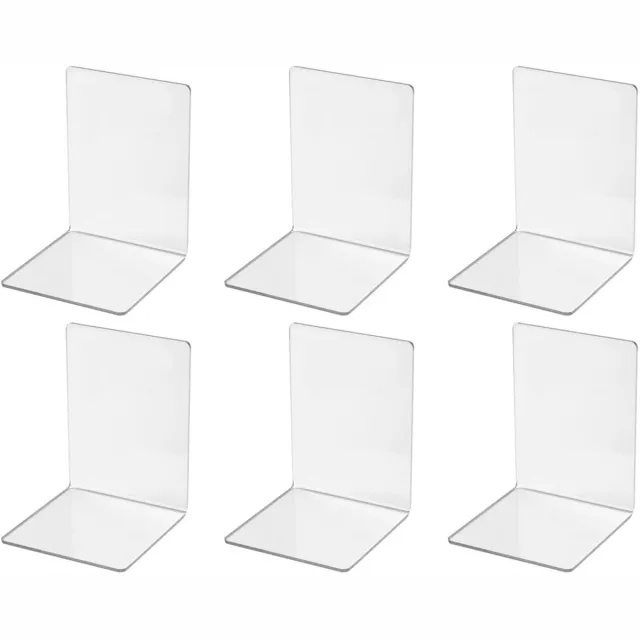 Tovbmup Boekenstandaards - Boekensteun - Boeksteun - Transparante boekensteunen - Boekensteunen van acryl - Geschikt voor kantoor, schoolbibliotheek, slaapkamer Transparante decoratie - 6 stuks