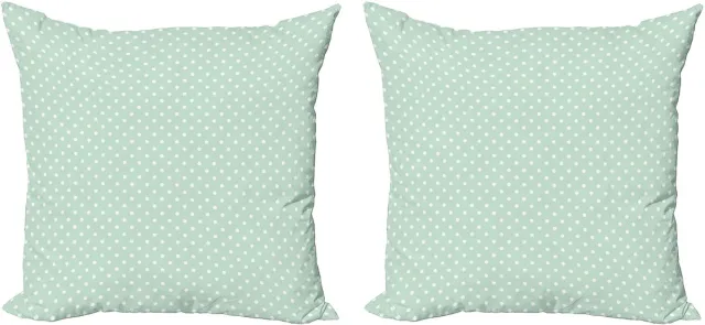 ABAKUHAUS Groen Sierkussenhoes Set van 2, Retro kleine Tupfen, Modern Accent Dubbelzijdige Digitale Print, 50x50, Mint Groen Wit