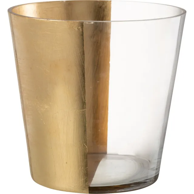 J-Line windlicht boe - glas - transparant/goud - large