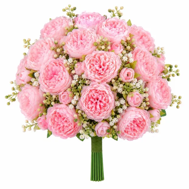 ROSIFY Kunstbloemen Kunst Pioenrozen Roze – 8 Stelen – Kunstbloemen Boeket – 30 cm – Witte Bloemen voor Vaas Roze 8