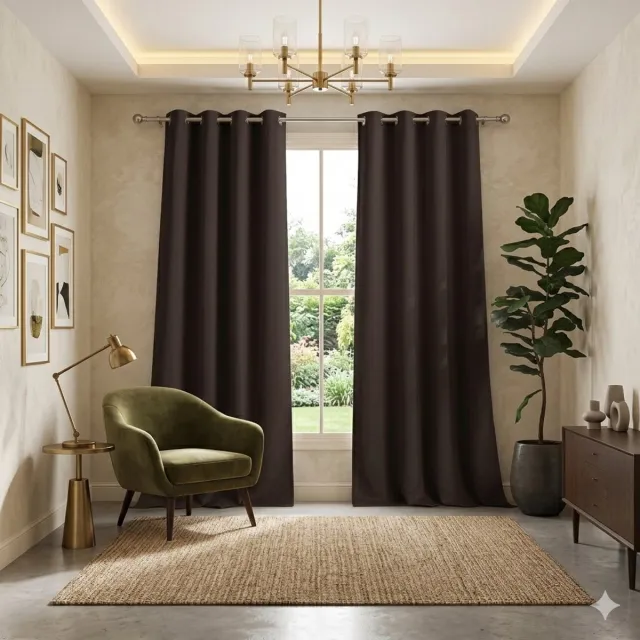 Maison Elara Blackout Gordijnen 140x245 cm - 2 Panelen, Bruin, Thermisch & Geluidsdempend voor Woonkamer en Slaapkamer