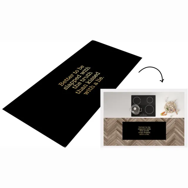 KitchenYeah Keukenloper - Loper keuken - Quotes - Waarheid - Goud - Zwart - Keukenloper vinyl Multicolor
