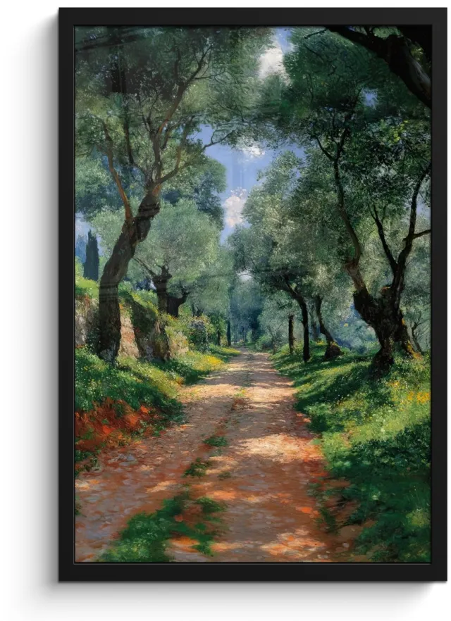 FrameYourWall Poster in lijst - Fotolijst 40x60 cm - Posters - Pad - Bomen - Schaduw - Posterlijst zwart - Decoratie - Wanddecoratie woonkamer - Muurdecoratie slaapkamer