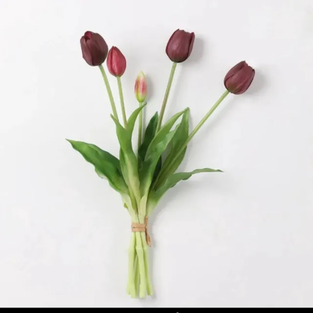 Wonders at Home Official Real Touch Tulips - Paars - Real Touch Tulpen Purple - Tulpen - Kunstbloemen - Kunst Tulpen - Kunst Boeket - Tulp - 40 CM - Bos Bloemen - Latex Bloem - Bruiloft