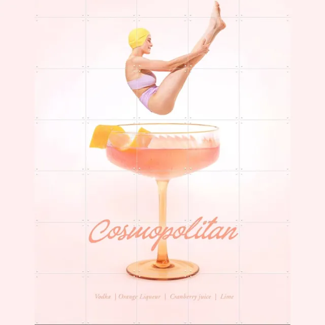 IXXI Cosmopolitan, Paul Fuentes - 100 x 140 cm - Grote wanddecoratie en posters - Fotografie, Speels, Pop art, Illustraties, Grafisch Ontwerp Roze