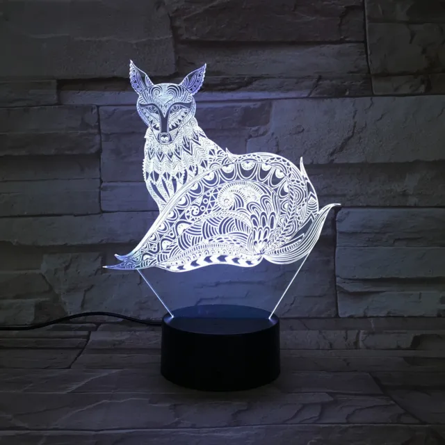 MC Living 3D Led Lamp Met Gravering - RGB 7 Kleuren - Vos