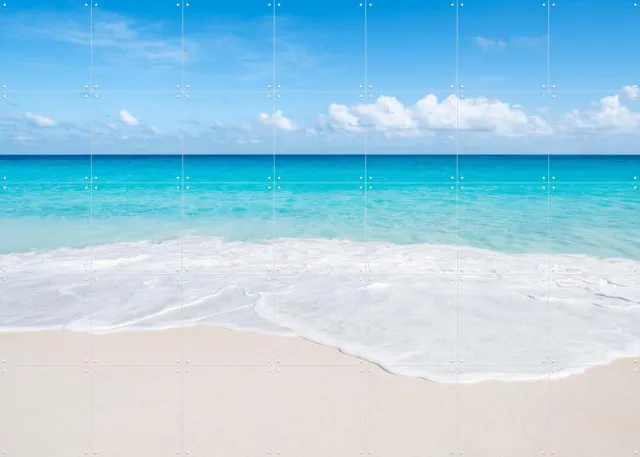 IXXI Tropical beach with turquoise sea, Jan Becke - 140 x 100 cm - Grote wanddecoratie en posters - Fotografie, Woonkamer, Slaapkamer, Eetkamer Blauw