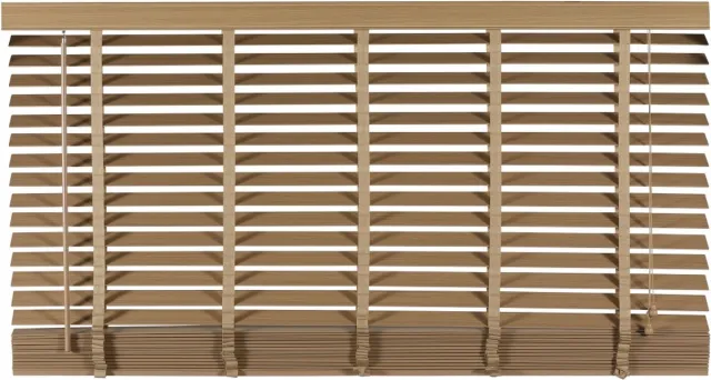 Woonexpress Houten Jaloezie Naturel - 160x180 cm (BxH) - Raamdecoratie - Lamelbreedte 50 mm - inc. Bedieningskoord en Draaistang - Eenvoudig op maat maken en monteren Hout - Naturel