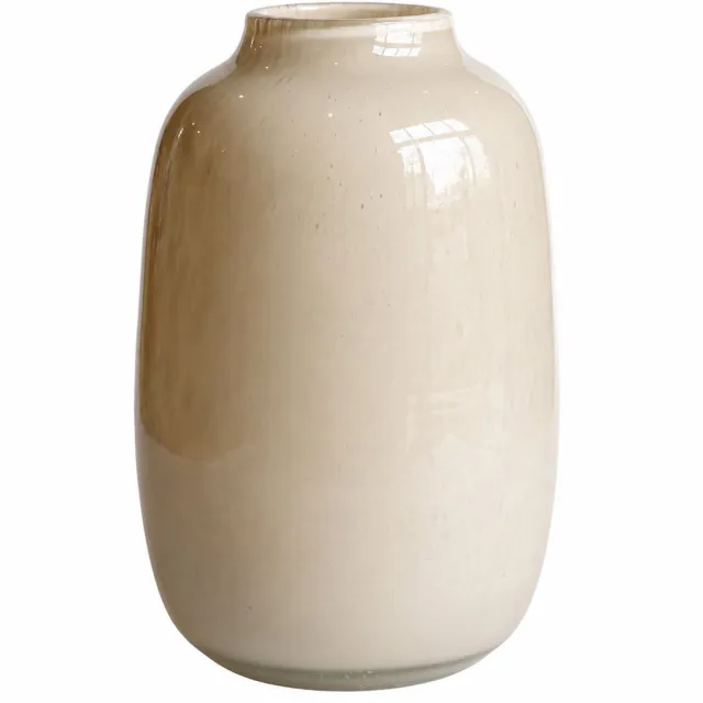 Vase The World Vaas Artic M Elite Beige Ø22 x H35 cm - Mondgeblazen Glas - Design Vaas - Bloemenvaas - Woondecoratie