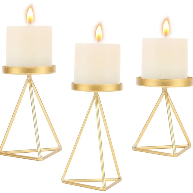 Unyqoos Geometrische ijzeren kandelaar set voor stijlvolle tafeldecoratie en woondecoratie Goud