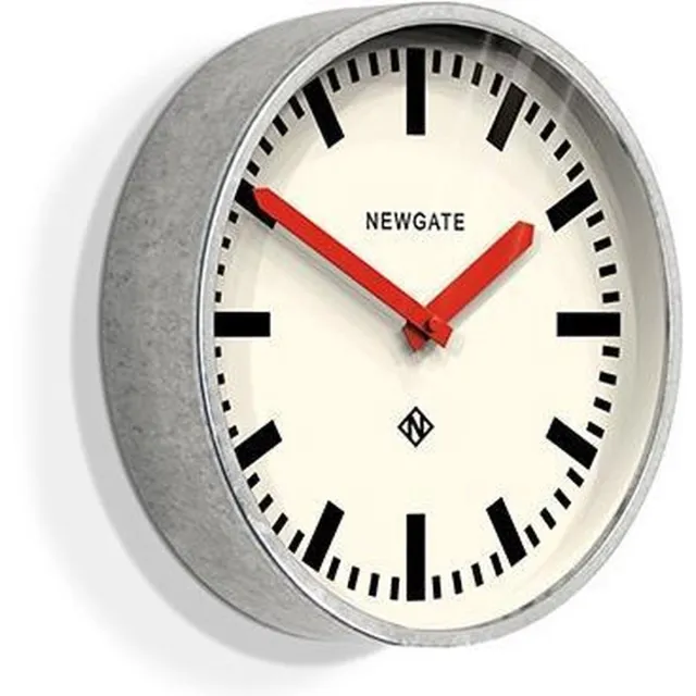 Newgate Luggage - wandklok - Verzinkte uitvoering met rode wijzers Gegalvaniseerd & rood