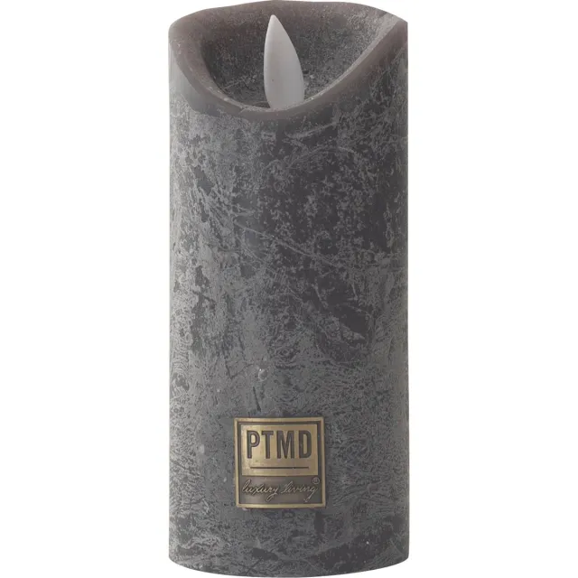 PTMD LED kaars rustiek antraciet met timer schakelaar (6 uur) | LED Light Candle rustic swish grey moveable flame