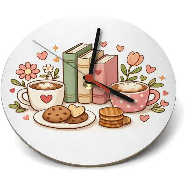 Mr Cadeautjes Klok rond Ø 19 - design Een lieve, afgeronde centrische illustratie met een verzamel | cadeau Wit