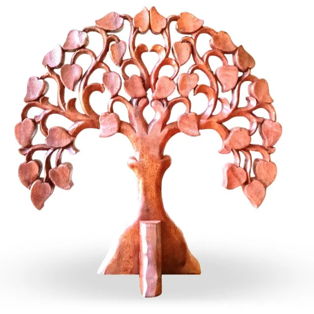 Ancient Wisdom Kandelaar - Multicolor houten kaarsenstandaard 30 cm - Albesia-hout - decoratie - kerkkaarsen - vintage - kaarsenhouder - interieur - sfeerverlichting