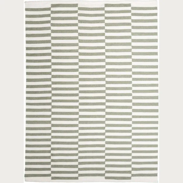 Fraai Katoenen vloerkleed - Dazzle Blocks Groen/Wit - 230x330cm