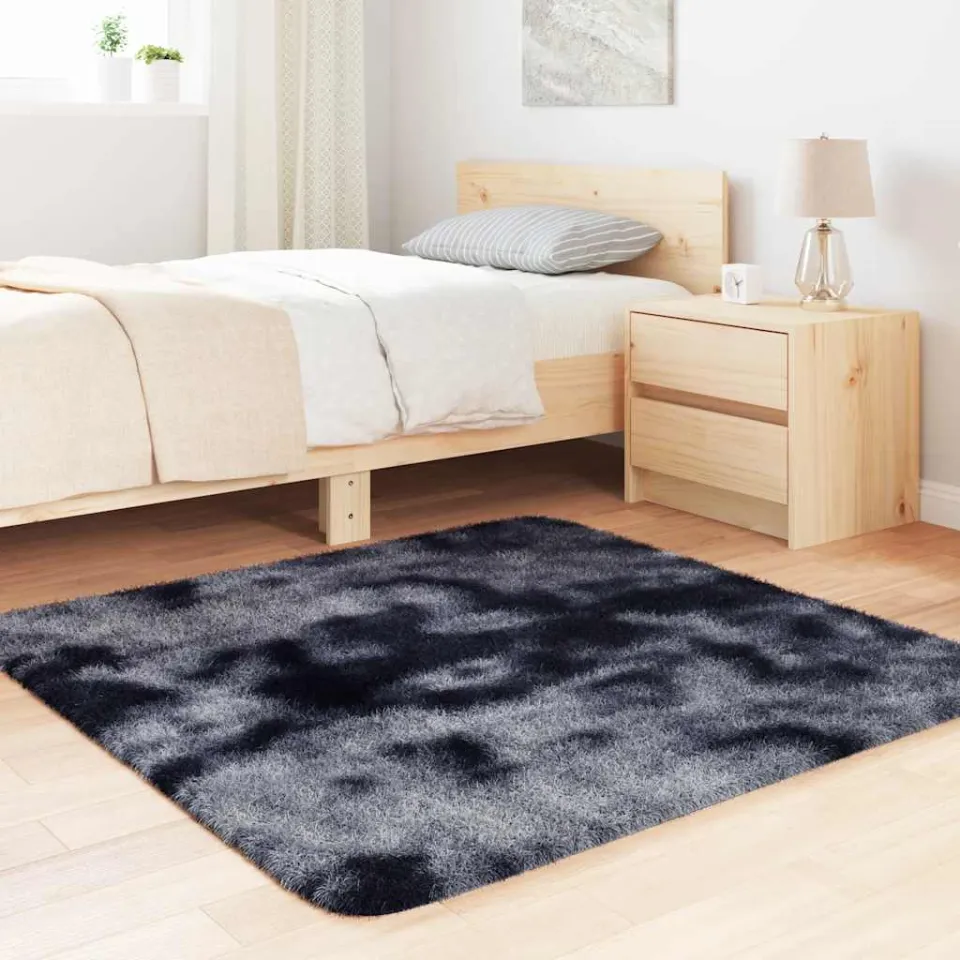 vidaXL Hoogpolig vloerkleed NAVARRA 120x120 cm polyester donkergrijs grijs, foto 3