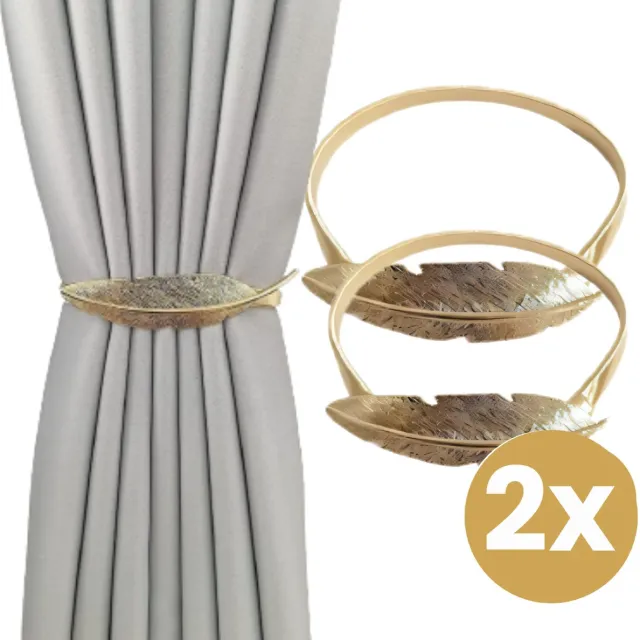 Home2go Gordijn Embrasse - raamdecoratieaccessoires - Gordijnhouder - Gordijn hanger - Gordijn Accessoires - Goud Bladvorm - 45 cm 2 Stuks Goud - Bladvorm