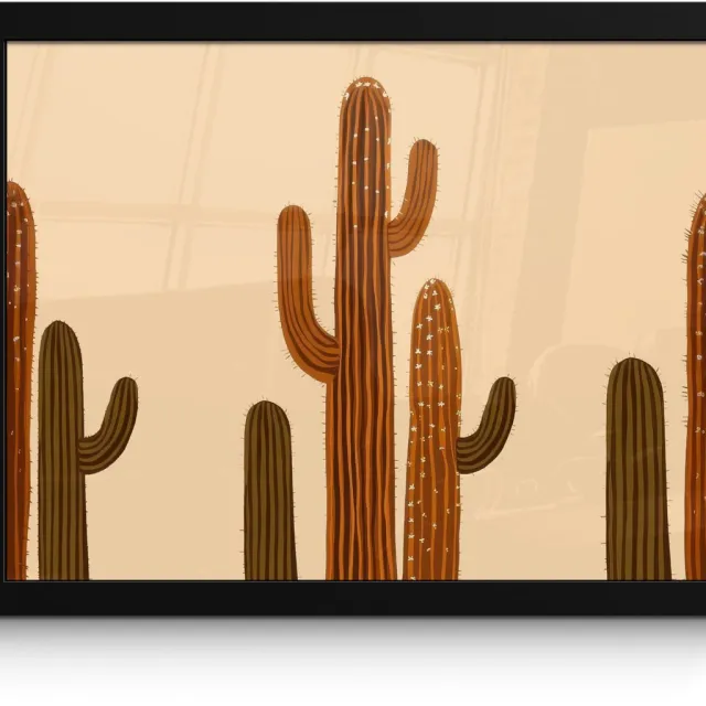 FrameYourWall Poster in lijst - Fotolijst 40x30 cm - Posters - Cactus - Woestijn - Zand - Bruin - Posterlijst zwart - Decoratie - Wanddecoratie woonkamer - Muurdecoratie slaapkamer