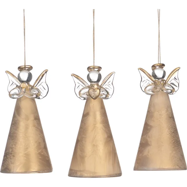 Goodwill Kersthanger Engel Glas - Goud - D 10 Cm Voordeel Ass. van - 3 Stuks