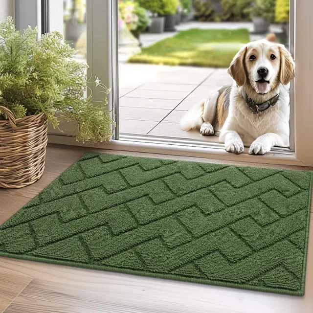 Unyqoos Hoogwaardige Antislip Deurmat voor Binnen en Buiten met Absorberende Microvezel groen