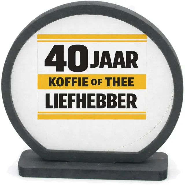 Mr Cadeautjes Houten fotolijst rond met MDF inleg - design Humoristische jubileumopdruk rond een favoriete drank in een | cadeau Wit