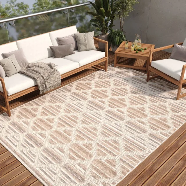 Tapiso Patio Indoor Tapijt Beige Tuintapijt Buitenkleed Modern Buiten Outdoor Creme