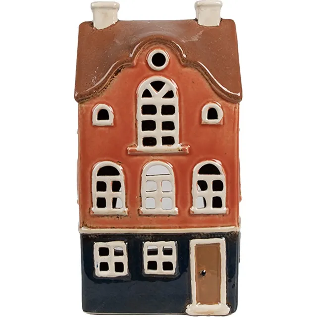 Clayre & Eef Waxinelichthouder Huis 12x9x22 cm Oranje Keramiek