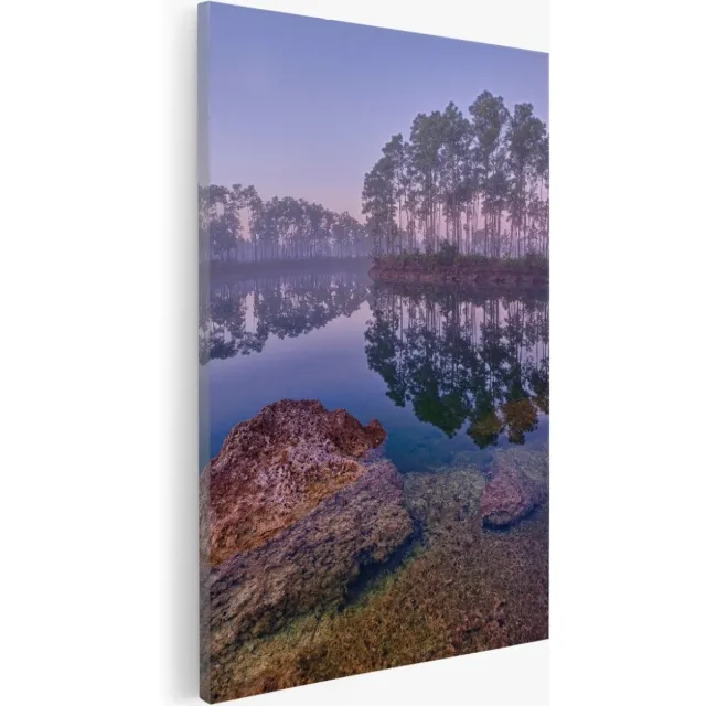 Saammp Canvas Schilderij -Bos - Zonlicht - Zomer - Landschap - Natuur - 60x90 - Foto op canvas - Wanddecoratie - Muurdecoratie Woonkamer - Slaapkamer decoratie - Canvas Print Multicolor