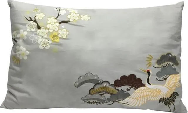 House of Nature Kussen kraanvogel 40x60cm Grijs glad textiel multi