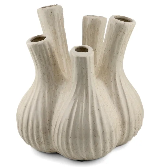 homebound by ky Homebound by K - Aardewerk tulpenvaas garlic beige - 20,5x20,5x21cm