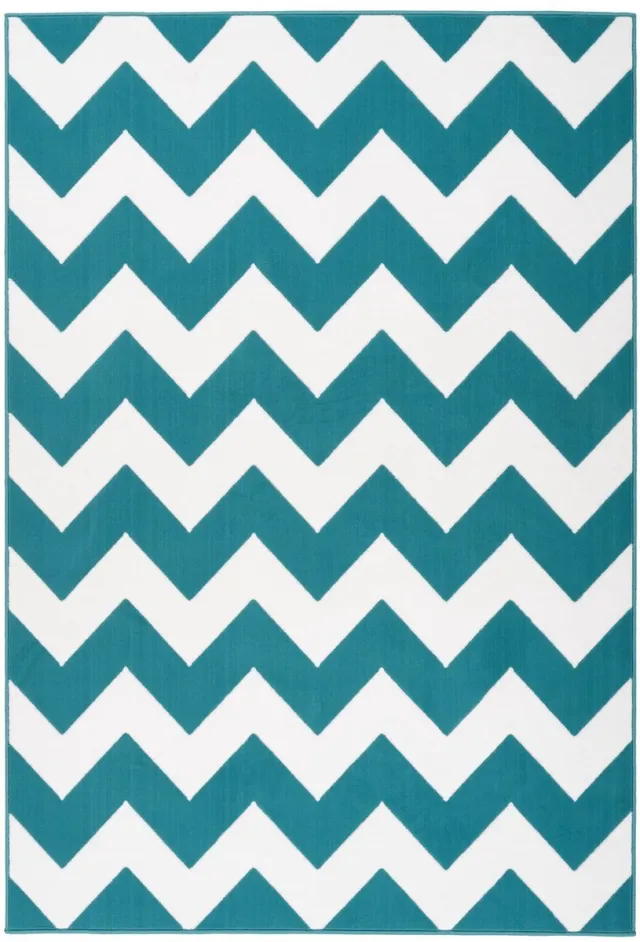 Padiro design laagpolig vloerkleed 80 x 150 cm - turquoise - modern geometrisch patroon - voor vloerverwarming - van polypropyleen en jute blauw