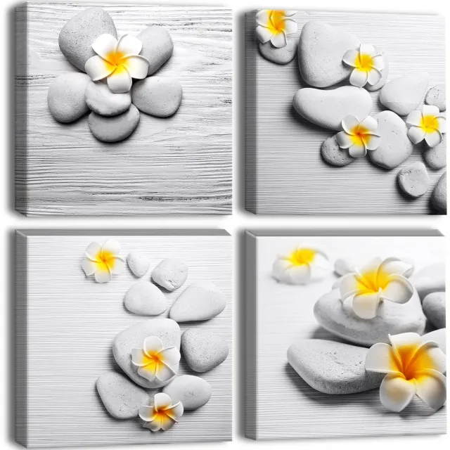 Ibenzoa Moderne Canvas Wanddecoratie Set met Bloemenmotief voor Elke Kamer wit