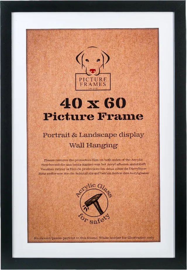 Picture Frame UK Fotolijst Fotomaat 40x60 cm - MDF Hout - Zwart - Fotokader - 28mm profielbreedte - Posterlijst