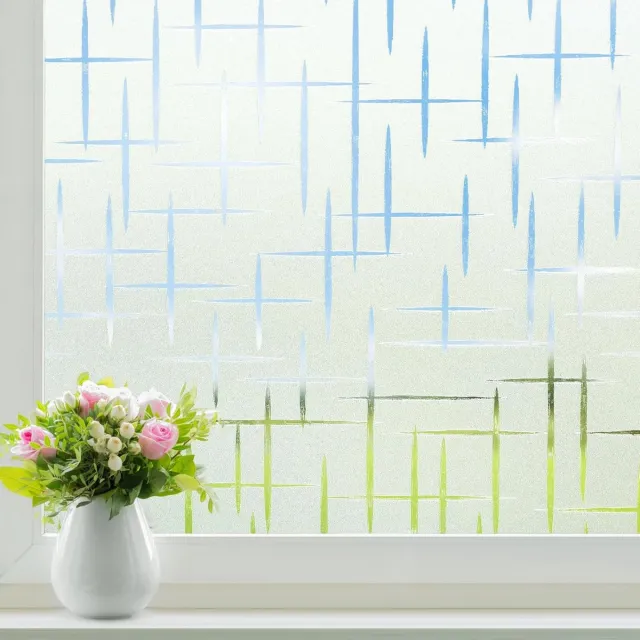 Ibenzoa Transparante Privacyfolie voor Ramen - Antislip, Melkglas Effect & UV-Bescherming - 60x200cm kreuz