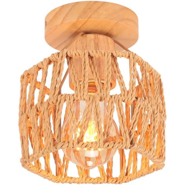 Bohemen Plafondlamp Bohemen Weven E27 Plafondverlichting Moderne voor Woonkamer Slaapkamer Bruin