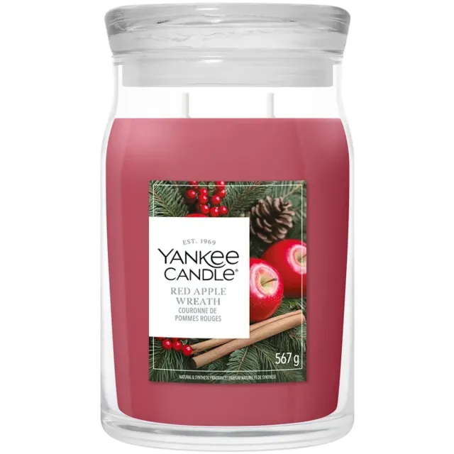 Yankee Candle Red Apple Wreath Large Jar Geurkaars - 90 branduren - twee lonten Rood